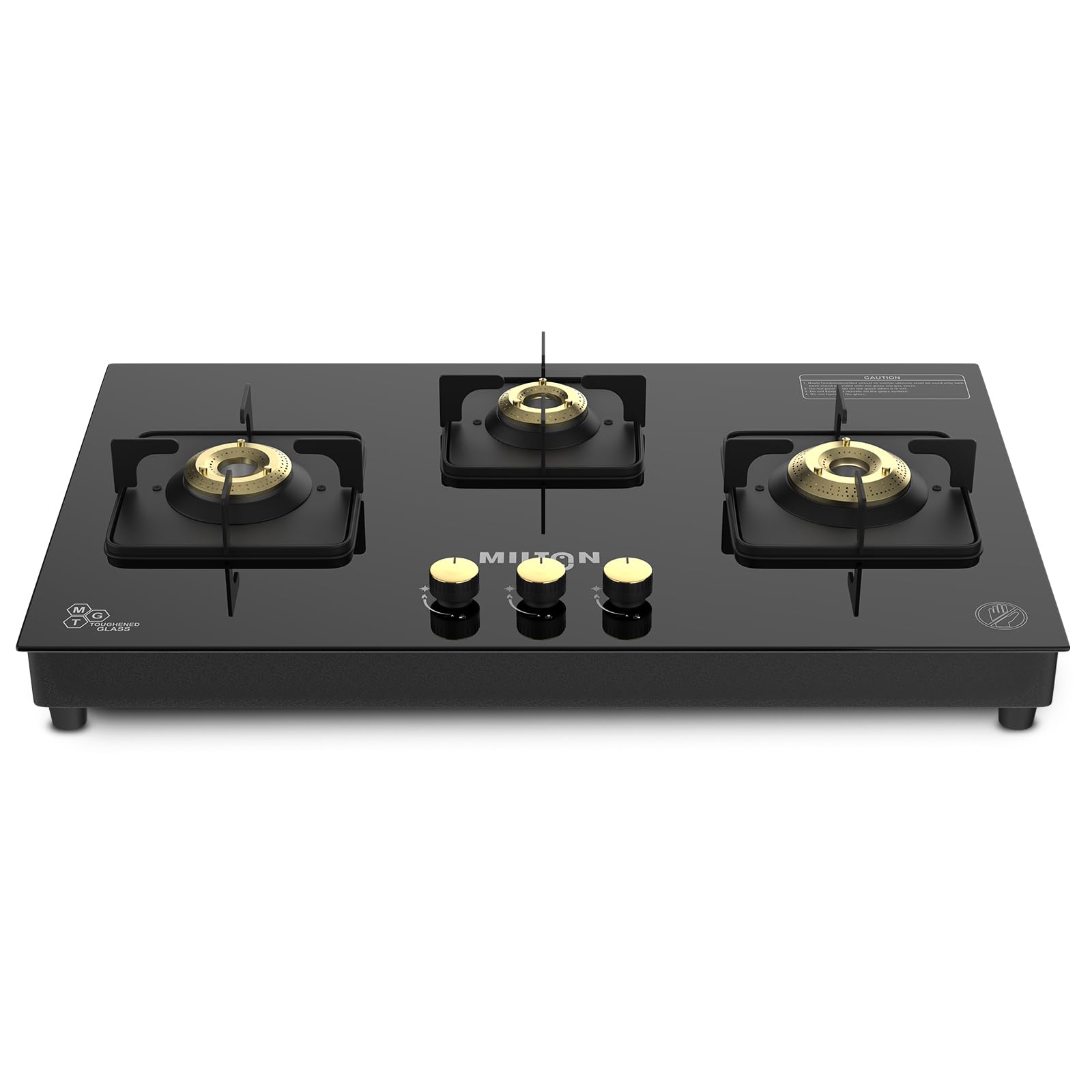 Milton Champion Top Hob Cooktop 3 Burners LPG Gas Stove | Manual Ignition | 8mm Toughened Glass Top | ISI Certified | | 360 Degree Nozzle | Modern Premium Design | 1 Year Manufacturer's Warranty