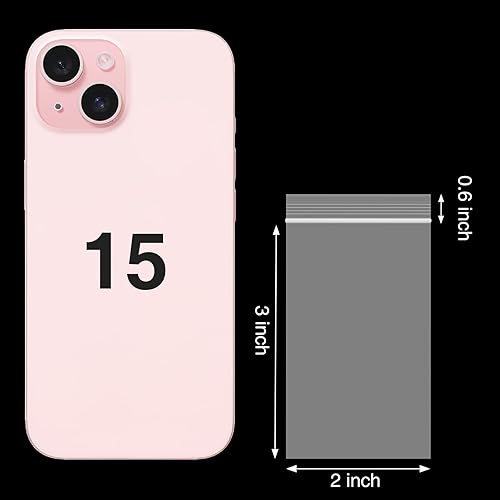 Miniatura 2 de 600 bolsas de plástico transparente con cremallera de 2 x 3 pulgadas, bolsas de almacenamiento resellables de 2 mil de grosor para joyas, pastillas