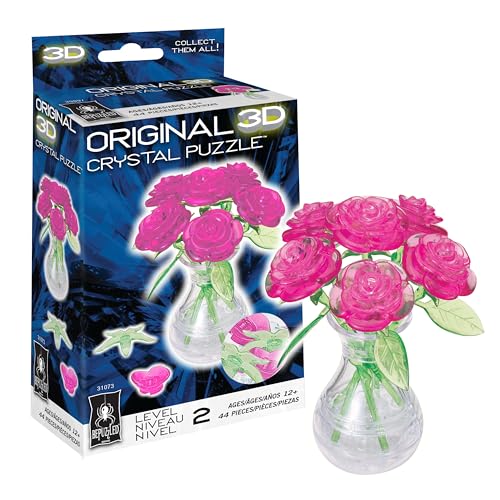 BePuzzled | Roses in Vase Original 3D Crystal Puzzle,...