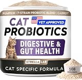 STRELLALAB Cat Probiotics Powder, 108 Scoops – Daily Probiotic for Cats