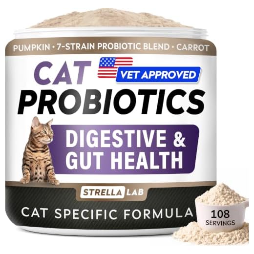 STRELLALAB Cat Probiotics Powder, 108 Scoops – Daily Digestive Wellness