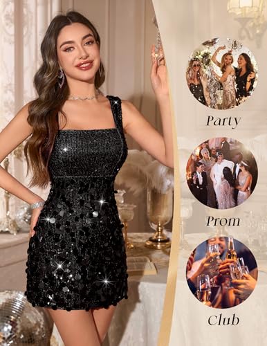 Wedtrend Sequin Dress for Women Short Sparkly Dresses 80s Disco Party Dress Cocktail Glitter Homecoming Dresses for Teens3