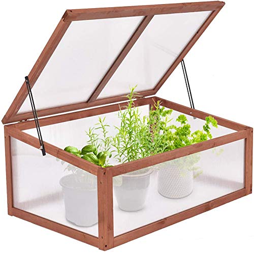 Preisvergleich Produktbild Frühbeetkasten Frühbeet Holz, Gewächshaus Treibhaus Pflanzenbeet für Garten Balkon, Frühbeet zum Bepflanzen für Gemüse, 100x65x40cm