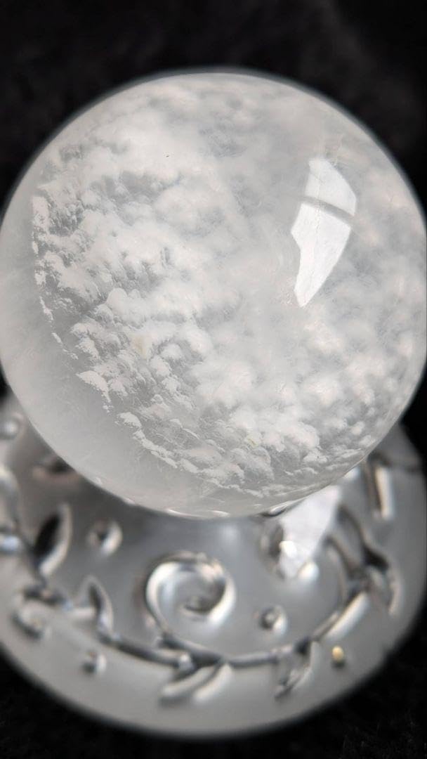 セリサイト in フローライト スノー スフィア 大玉 7cm 希少 ☆セリ