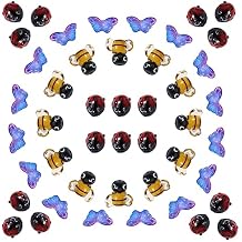 50pcs Bees Ladybug Butterfly Handmade Lampwork Beads 3D Animals Insect Glass Loose Spacer Beads for DIY Craft Earring Bracelet Necklace Jewelry Making Color-1