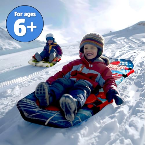 RYDR Marvel Classic Snow Sled(12Pack), 45\" Single/Double Rider Winter Sleds for Kids and Adult, Toboggan Snow Sledding for Winter Outdoor Sports Activities (A + C) - Thumbnail 7