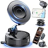EGV Handyhalterung Auto Magnet – Upgraded Vakuum Saugnapf KFZ Magnethalterung, 360°Drehbar, Kompatibel mit MagSafe-Geräten, Autohalterung für iPhone & Alle Smartphones, Schwarz