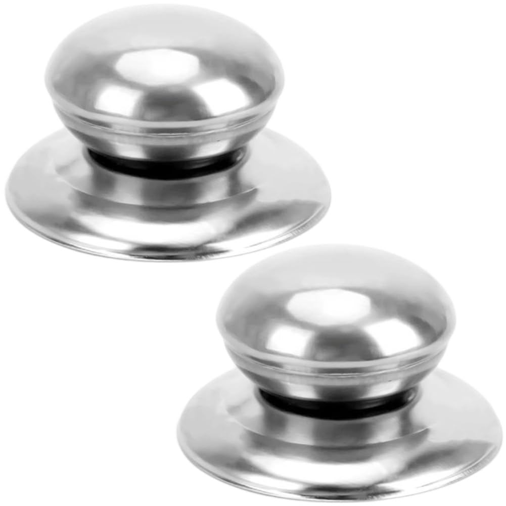 Byfri As Shown 2Pcs Pot Lid Knobs Stainless Steel Replacement Pans Cover Handle Grip Frying Pan Cover Wok Lids Handgrip Accessories
