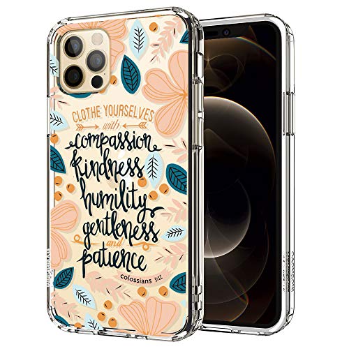 MOSNOVO Clothe Yourselves Quotes Floral Flower Pattern Designed for iPhone 12 Case 6.1 Inch/Designed for iPhone 12 Pro Case 6.1 Inch - Clear
