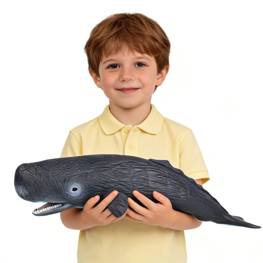 Simulated Ocean Big Animal, One pc 15 Inch Soft Filled Rubber Sea Educational Toys (Sperm Whale)