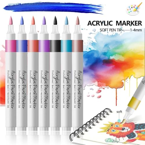 Image of HUBTURE Acrylic Paint Marker Pen Set - Metallic Colors, Medium Point Tip - Non-Toxic Art Markers for Rock, Ceramic, Glass, Wood, Fabric, Canvas, Craft Projects(24 PCS ACRYLIC MARKER)