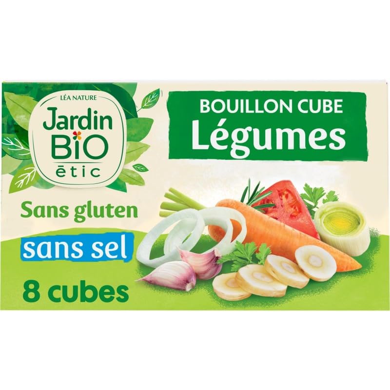 JARDIN BIO Bouillon Cubes Légumes Bio, Sans Sel Ajouté - 80g, Idéal Pour Une Alimentation Saine et Naturelle, Parfait pour Toutes Vos Recettes Culinaires. - Lot De 4 - Vendu Par Lot