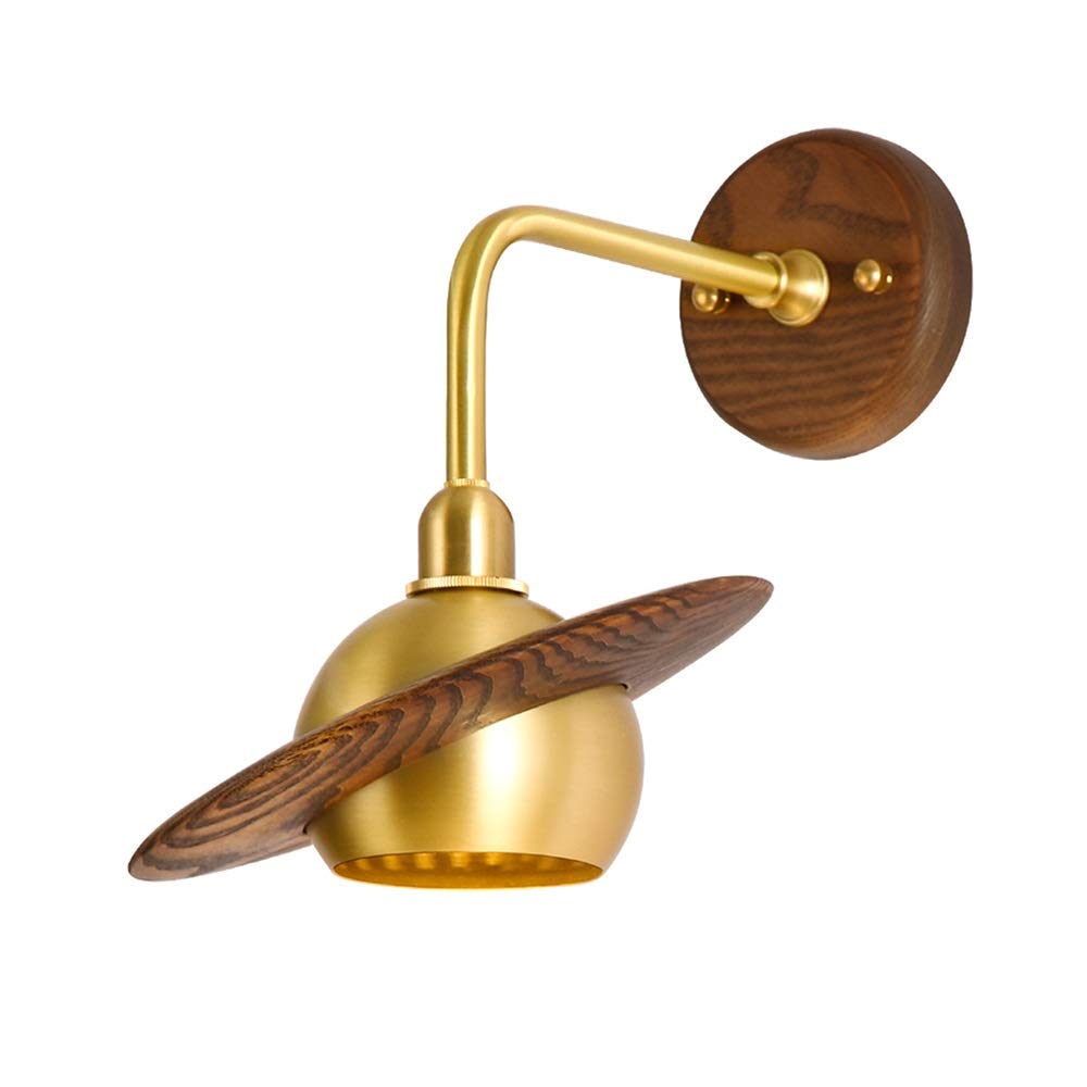 Plafonnier en laiton noir et noyer pour couloir et chambre
