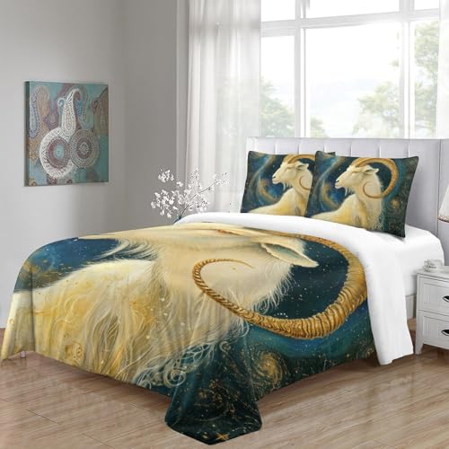 Parure de lit chèvre imprimé 3D microfbre 260x220 housse couette