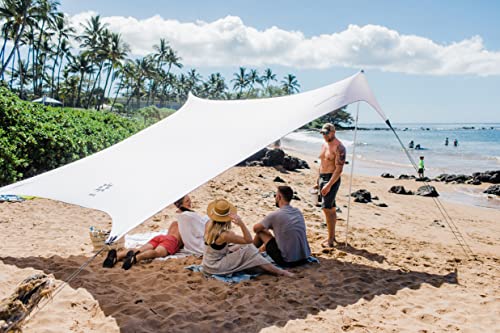 Image of Neso Grande Portable Beach Tent Sun Shelter - Lightweight Beach Shade Canopy - Easy Setup for Family Outings - Patented Reinforced Corners - UPF 50+ Sun Protection - 7ft Tall, 9 x 9ft - White