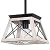 Merbotin Farmhouse Pendant Light White Kitchen Island Hanging Light Fixture, Trapezoidal Shape Rustic Ceiling Chandeliers Pendant Lighting for Kitchen, Dining Table, Living Room, Entryway, Hallway