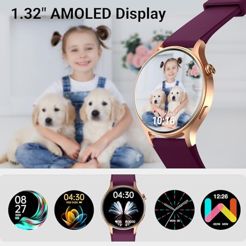 Fitpolo Smart Watch for Women,1.3" AMOLED Fitness Tracker (Burgundy) by Fitpolo - Used condition - Image 2