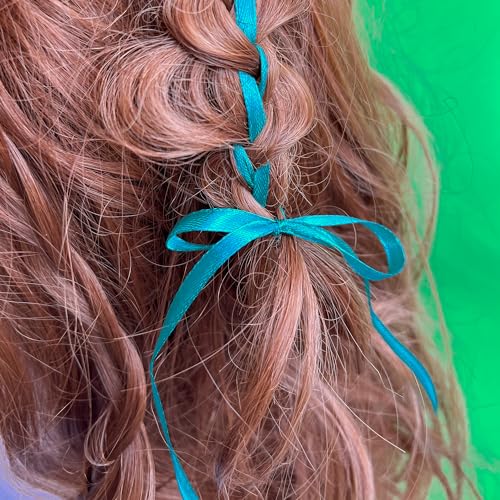 Image of Peacock Blue Ribbon 1 /4 Inches 36 Yards Satin Roll Perfect for Scrapbooking, Art, Wedding, Wreath, Baby Shower, Packing Birthday, DIY Hair Accessories Scrapbooking