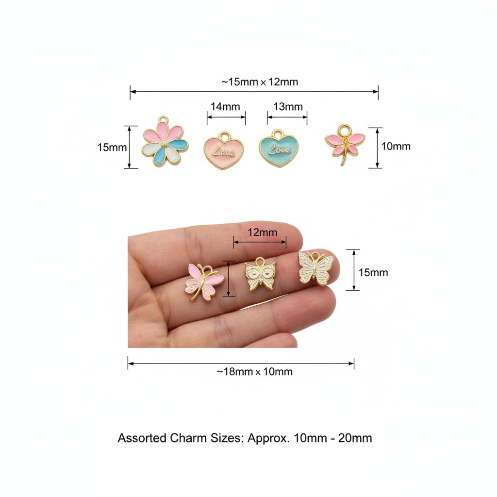 Cartell Mixed Enamel Charms for Jewelry Making β Gold Plated DIY Pendant Set with Animal, Butterfly, Flower, Star, Heart & Fruit Designs for Necklace, Bracelet, Earrings & Craft Supplies (Assorted Multicolor Charms Pack) (2cm-4cm, 24, Count) 3
