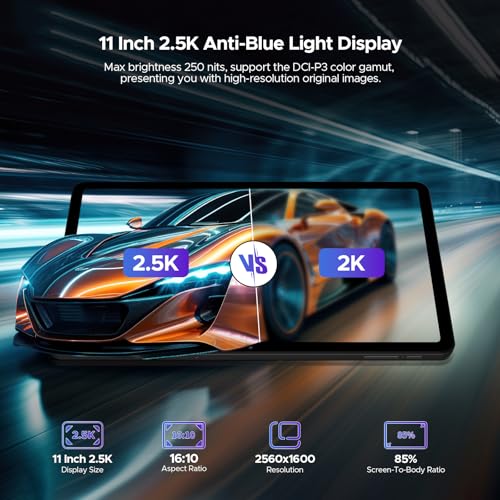 DOOGEE T40 Android 14 Tablet,Helio G99 Octa-Core IPS 1600x2560 Gaming Tablet,11" 2.5K Ultra Clear Display Tablet,20GB+512GB/2TB Expand,Android Tablet with 8580mAh Battery,Dual SIM 4G,Face Unlock,OTG - Image 4