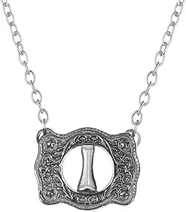 Belt Buckle Necklace Western Style Initial Letter Pendant Necklace, Decorative Belt Buckle Frame Design