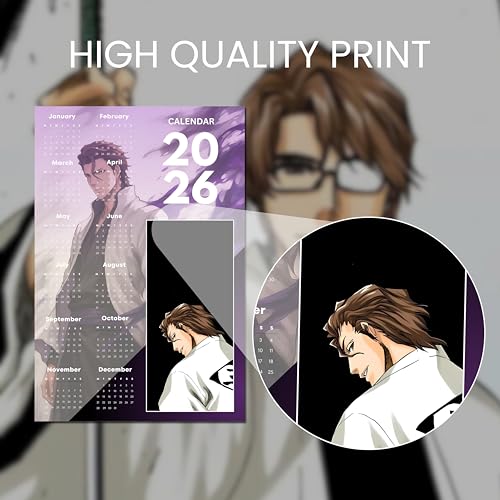 Image of 2026 Anime Calendar - Sosuke Aizen from Bleach | 12 inch x 18 inch size | Wall Decoration Aesthetic Calendars