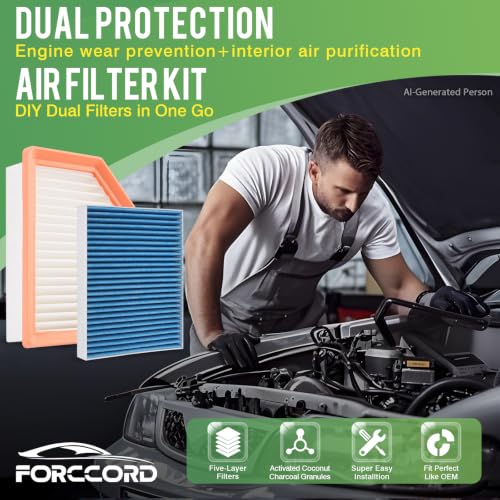 Image of Cabin & Engine Air Filter for Nissan Rogue 2026 2025 2024 2023 2022 2021 | Replace#272775NA1A 16546-6RA0A, Activated Carbon Cabin Filter, Air Filter Combo Replacement Car Accessories