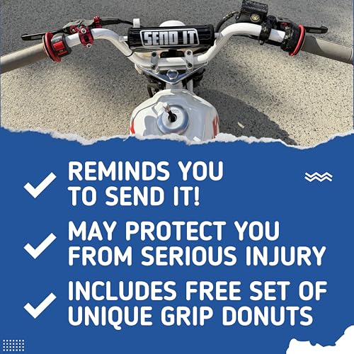 Image of SEND IT Bar Pad with FREE DONUTS Handlebar DIrtbike ATV Crossbar (Black, Pit Bike)