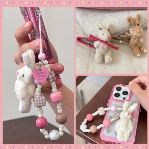NATOSU 4 Stück 4.5cm Mini Kaninchen, Plüschhase Geschenk für Enkelin Puppenhauszubehör Mini-Kaninchen mit Gelenk,Ostern deko,DIY-Dekoration, Bekleidungsmaterial Zubehör für Kinder