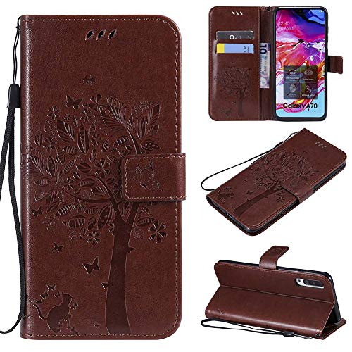 Capa C-Super Mall para Samsung Galaxy A70/A70s, estampa de borboleta em relevo, suporte com fecho ma