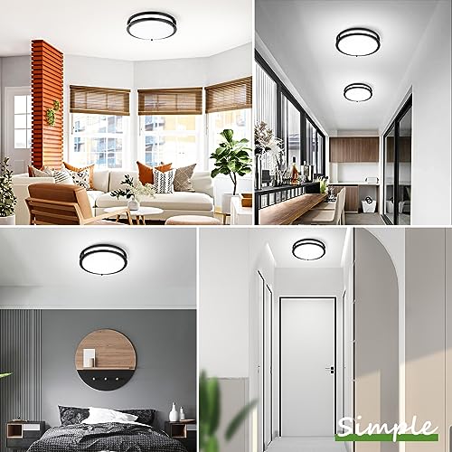 Image of GoBright 16 Inch 50W LED Ceiling Lights, Dimmable Black Flush Mount Ceiling Light, 2700K /3000K /4000K /5000K /6500K Adjustable, 5400LM Super Bright Ceiling Lamp for Bedroom Kitchen Office, 1-Pack