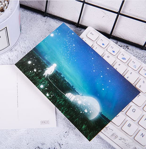 Lot de 30 Cartes Postales Phosphorescentes de Qualité - Cartes Postales Art, Remerciement, Voyage (Wander the Earth)