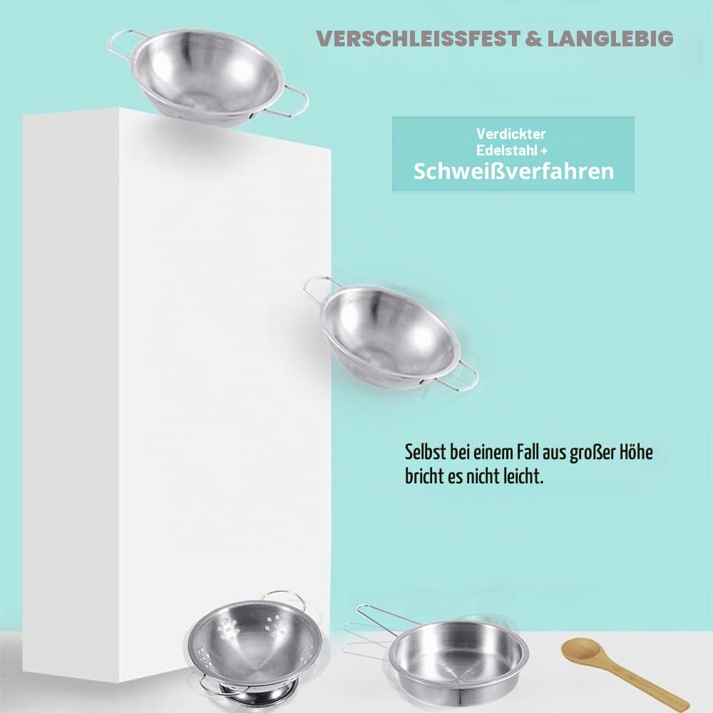 Edelstahl Pretending Cooking Utensils Kochgeschirr Set, Mini Play Kitchen Zubehör, Spielen Töpfe und Pfannen Spielzeug in einem goldenen Stoffbeutel für Kinder Kleinkinder verpackt