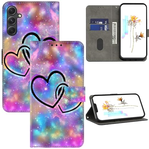 Coque Samsung Galaxy A56 5G ALILANG chic en similicuir PU motif cœur