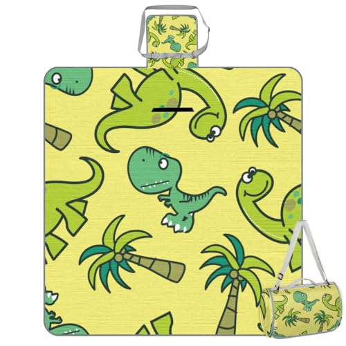 Shimoshe Picnic Blankets 57”x 59”, Cartoon Cute Dinosaur Waterproof Sandproof Picnic Mat Lightweight Foldable Beach Blanket for Camping Park Grass Beach Outdoor Blanket