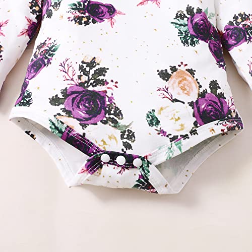 Image of Newborn Baby Girl Clothes Toddler Long Sleeve Ruffle Romper Top Infant Skirt Set Little Girl Overall Dress