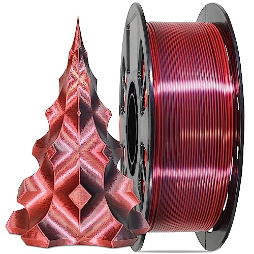 Image of MIKA3D Silk Red Black 2 Color in 1 3D Printer Filament, PLA 3D Printing Filament 1.75mm Dual Color Silk Filament, 1KG 2.2lbs Bicolor Double Colors Silk Red Black PLA Coextrusion Filament