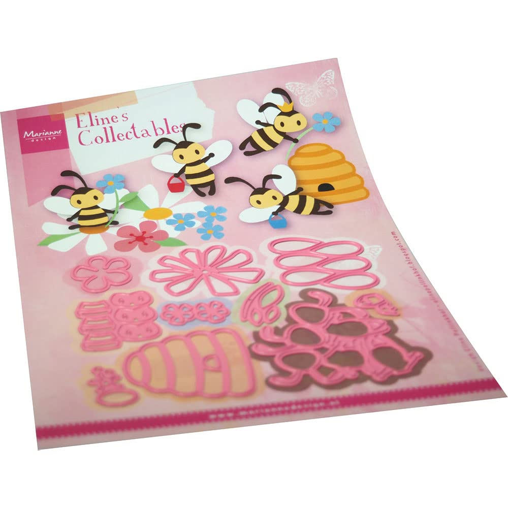 Marianne Design Pink Collectables, Bees, Intricate Designs And Embossed Details For Paper Crafts