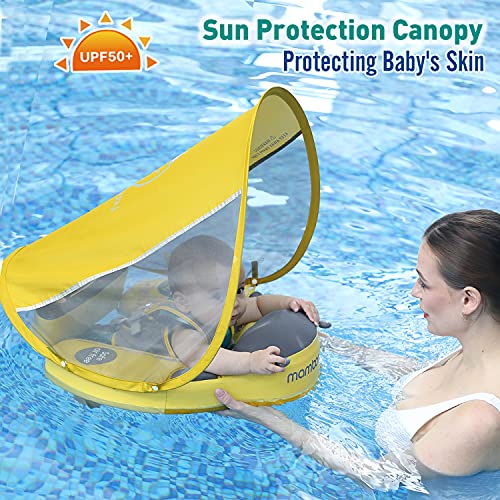 Preself Upgraded Baby Float Non-Inflatable Mambobaby Swim Ring, Infant Soft Solid Swimming Trainer, Baby Pool Float With Removable Upf 50+ Uv Sun Protection Canopy (Pink Ladybug) #TOP5