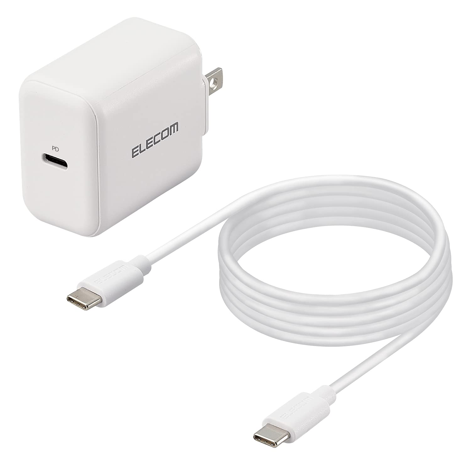 エレコム USB コンセント 充電器 20W ( USB PD対応 ) Type-C×1 / Type-Cケーブル(C-C) 1.5m ホワイト MPA-ACCP18WH