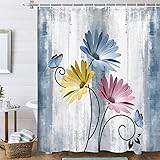 Cortina de ducha rústica de granja,