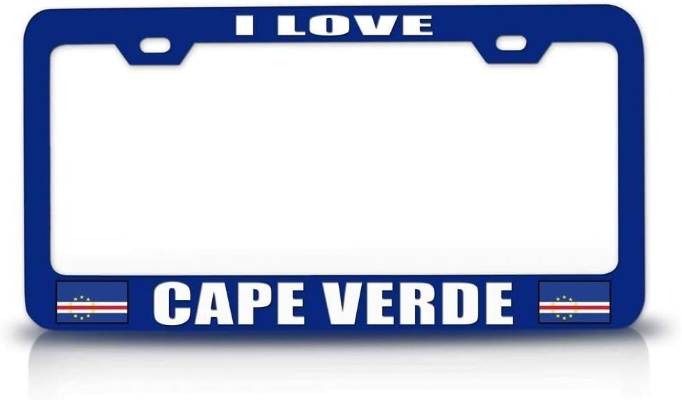 I Love Cape Verde Flag Metal Car SUV Truck License Plate Frame Bu i82