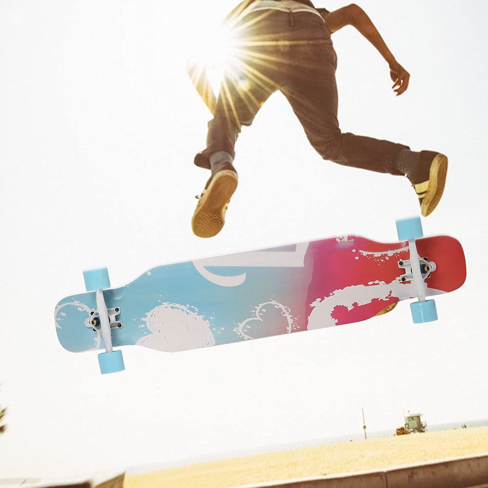 pour Adolescent, Longboard Professionnel en Bois D'érable Dur à Sept Couches, Charge Forte avec élasticité Douce pour Une Glisse Plus Stable