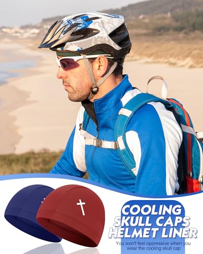 Image of 9 Pcs Cooling Skull Cap Camo Liner Sweat Wicking Lightweight Cycling Cap Running Hat for Men Women
