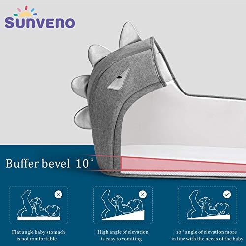 SUNVENO Baby Bed & Baby Lounger, Moses Basket Bassinet Bedside Sleeper Newborn Infant Travel Bed Carrycot for 0-12 Months (Gray) - Thumbnail 2