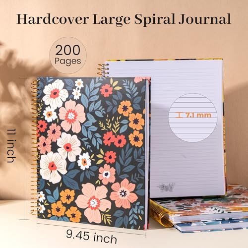 Image of CAGIE Spiral Notebook 8.5 x 11 for Women, Hardcover, College Ruled