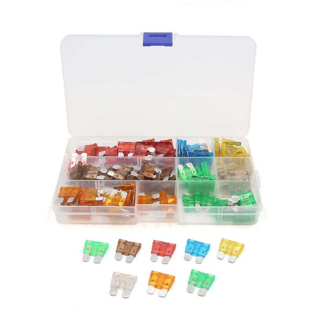 AERBNYEQP 110Pcs 5A 7. 10A 15A 20A 25A 30A 35A ATC ATO Auto Car Truck Regular Blade Fuse Kit