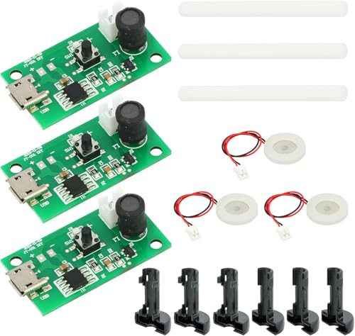 Image of DC 5V USB Ultrasonic Humidifier Atomizing Module 108KHz Spray Diffuser Mist Maker with Micron Aperture and Driver Board for Aromatherapy Air Purifier Pack of 3