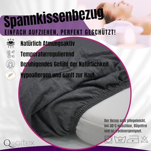 Jersey Nackenkissen Bezug 40x60 cm Anthrazit - Kissen Spannbezug Elastisch - Baumwolle Kissenbezug für Gesundheitskissen und Nackenstützkissen