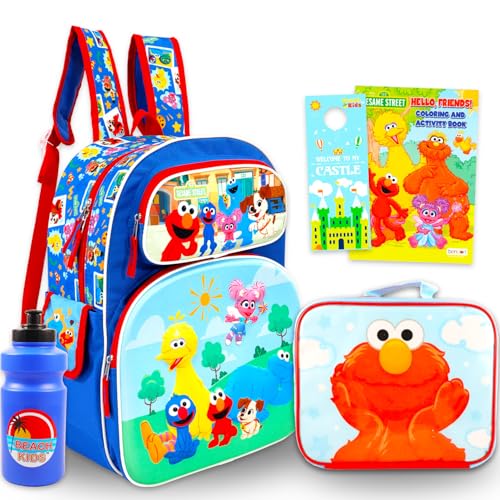 Sesame Street Backpack With Lunch Box for Kids - Bundle With 16